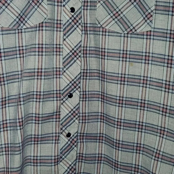 Men’s Wrangler Wrancher Pearl Snap Long Sleeve Gray Plaid Flannel Shirt Sz M - Picture 4 of 7
